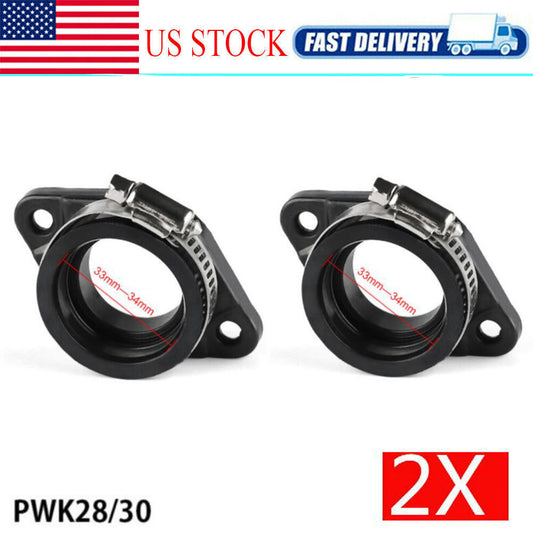 2X 60mm Flange Adapter Carb Manifold Intake Boot For PWK 28/30mm Carburetor ATV