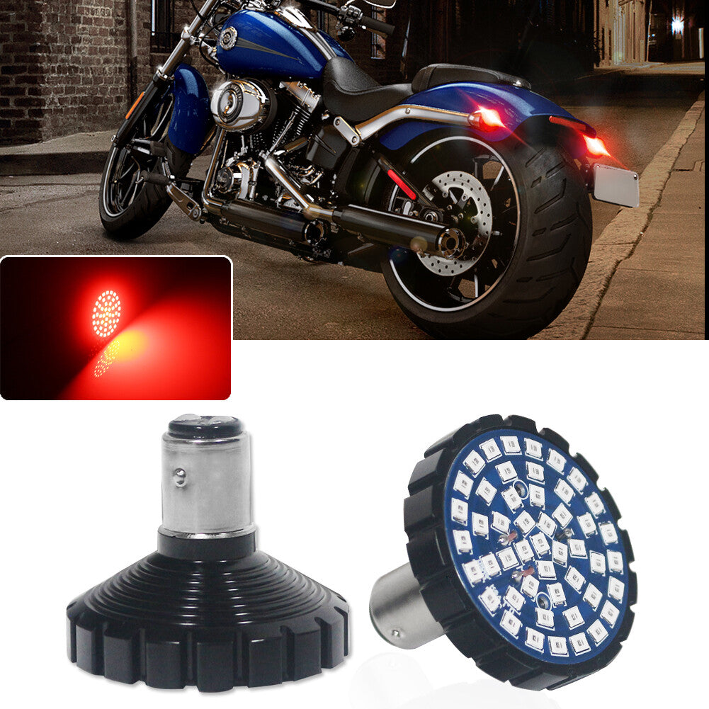 2x 1157 Brilliant Red 48-SMD LED Turn Signal Tail Light Kit for Harley Davidson - v