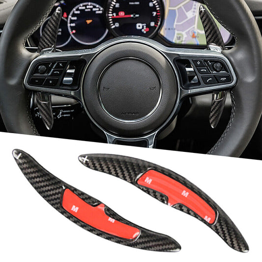 for Porsche for 911 991 718 Spyder 2x Carbon Fiber Steering Wheel Paddle Shift Fit