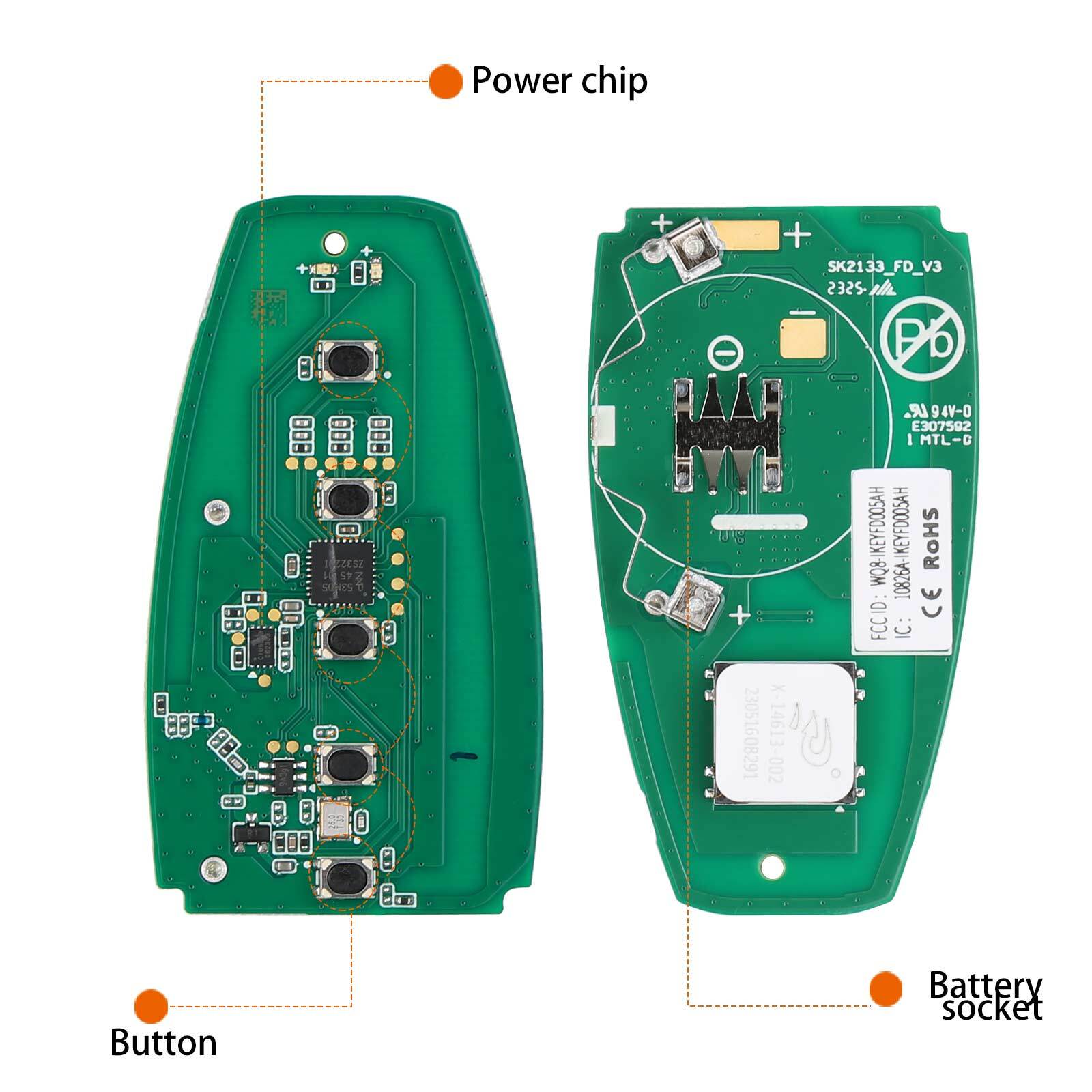 IKEYFD005AH for Smart Key 5 Buttons 868/915MHz Remote start, Trunk,universal
