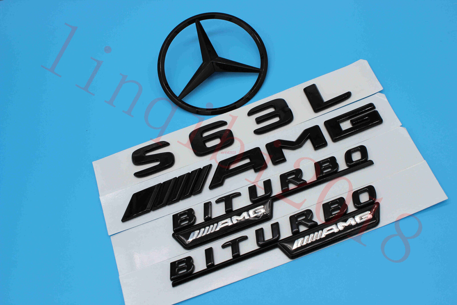Gloss Black S63L Trunk Logo Sticker Decal Emblem Badge Package for W221 S63 S63L