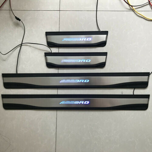 Blue LED Illuminated Door Sill Scuff Plate Guard Trim for Honda Accord 2018-2022