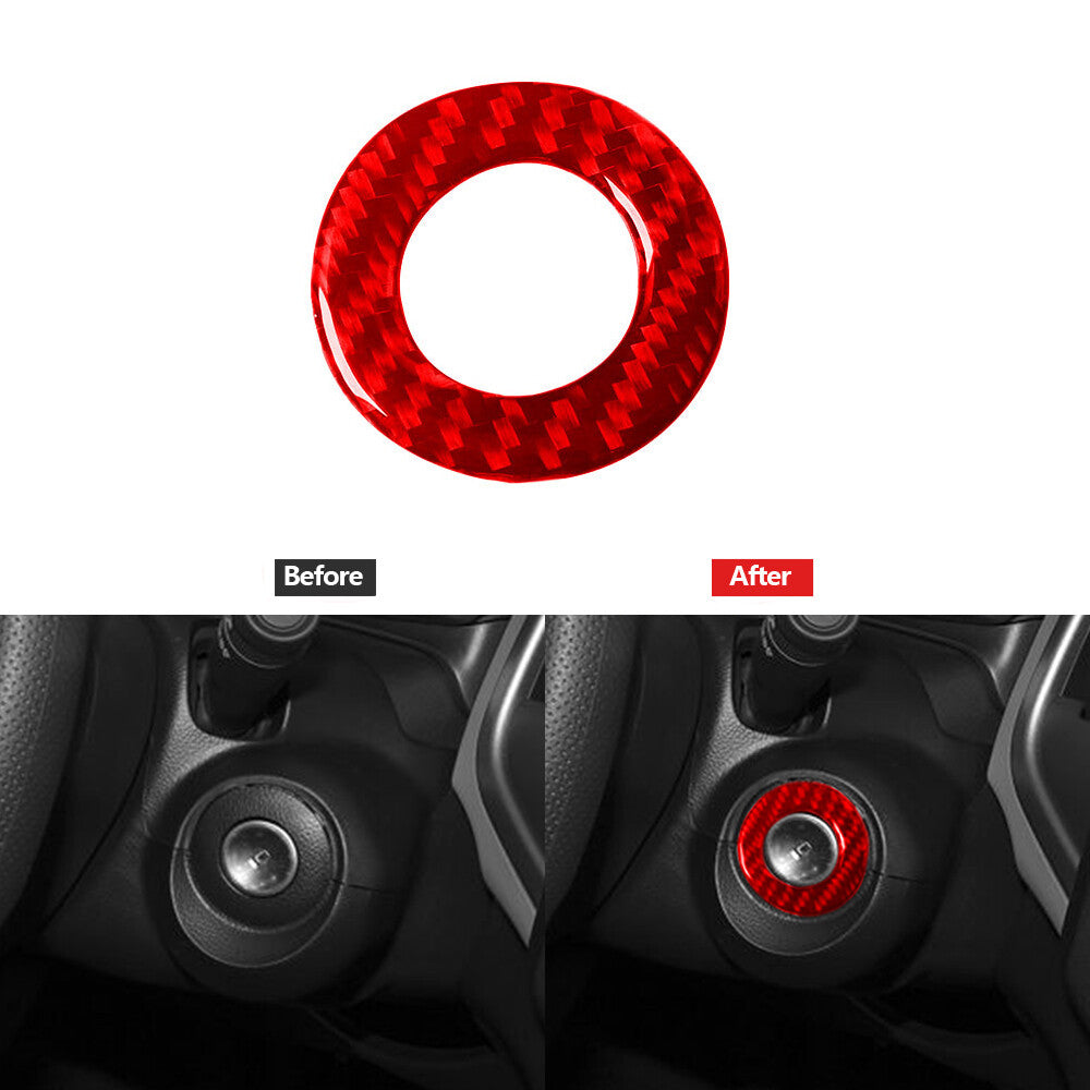 Red Carbon Fiber Key Hole Ignition Cover Trim for Chevrolet Sonic 2012-2016