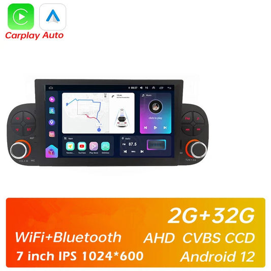 In-car Android video stereo radio GPS without DVD compatible with for Fiat for Panda GPS Navi Carplay (model 13-20).