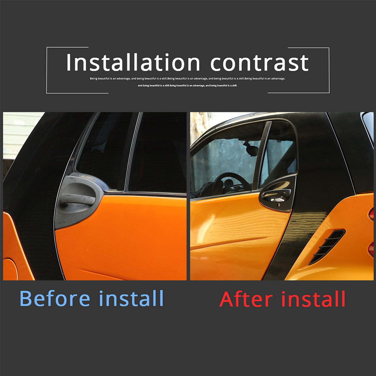 Car door handle cover protection kit for Smart ForTwo 2007-2015 carbon ABS n