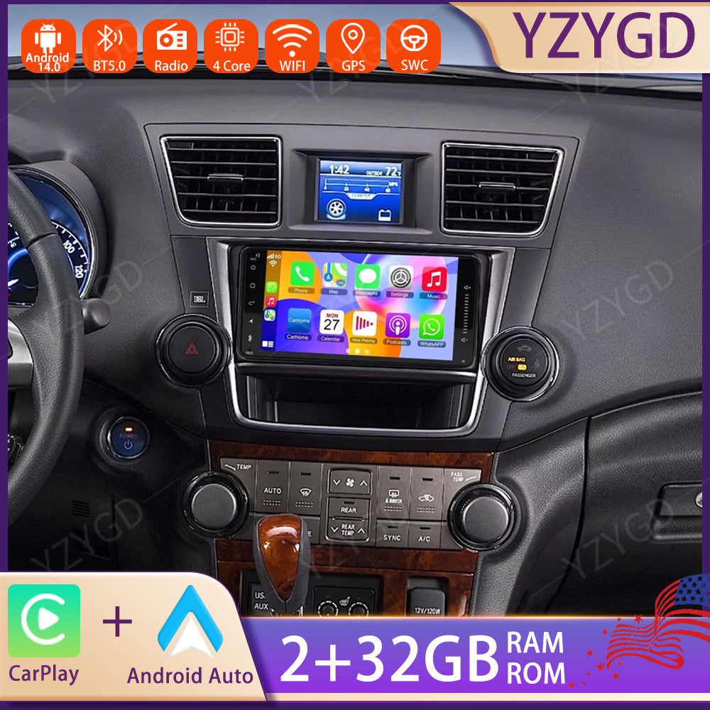 7 Android 14 Carplay for Toyota Highlander 2008-2013 Car Stereo Radio GPS Navi