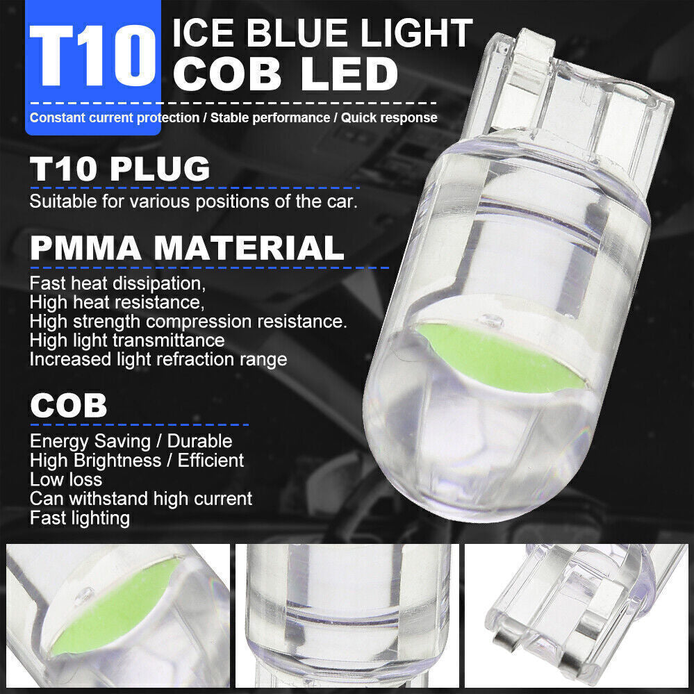 20pcs Blue T10LED COB W5W Car Interior Light Dome Readling Lamp Map Bulb 168 152