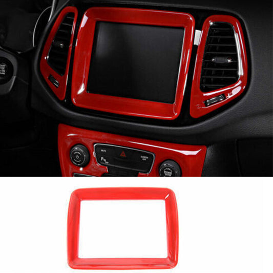 Fit for Jeep Compass ABS Red Middle Console Navigation Frame Trim