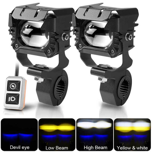 90W 10000LM LED Motorcycle ATV Driving Fog Spot Light Auxiliary Lamp White+Amber