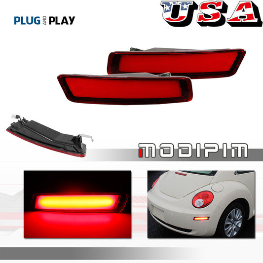 Pack Red Lens LED Reear Fender Side Marker Lights for 06-10 for VW Beetle - v