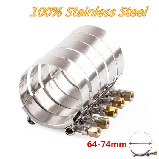 10-pack chrome-plated 2.5-inch (64-74 mm) automotive turbine hose connector clamps and T-bolts n