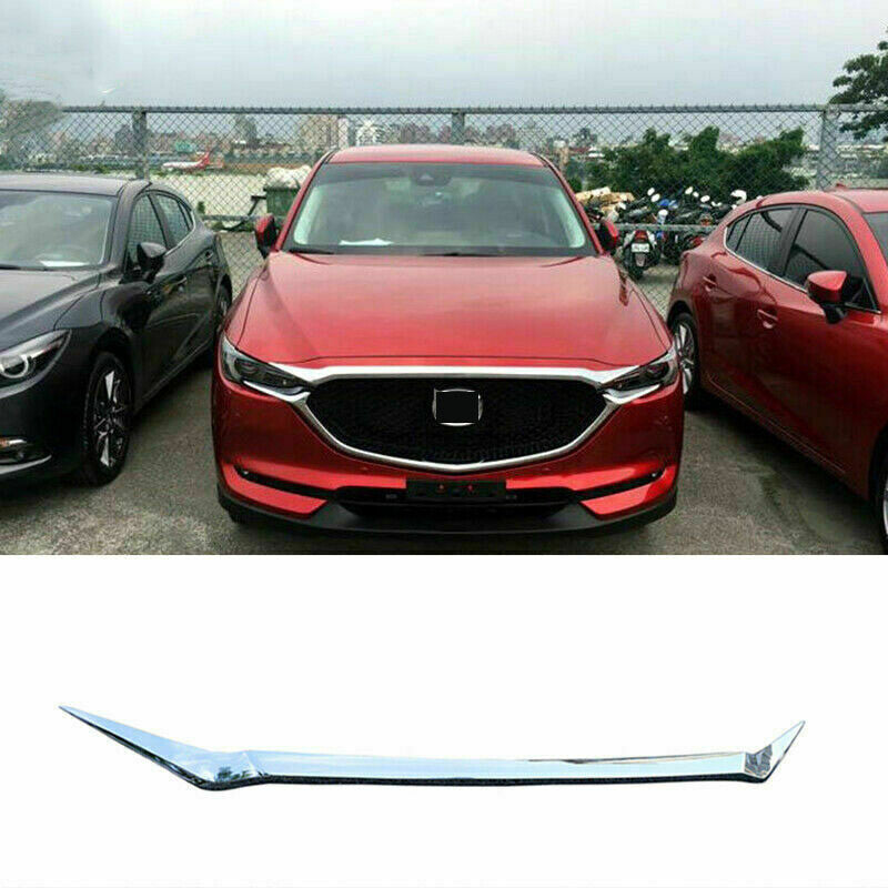 for Mazda CX-5 17-21 ABS Silver Front Hood Bonnet Grille Lip Molding Strip Trim