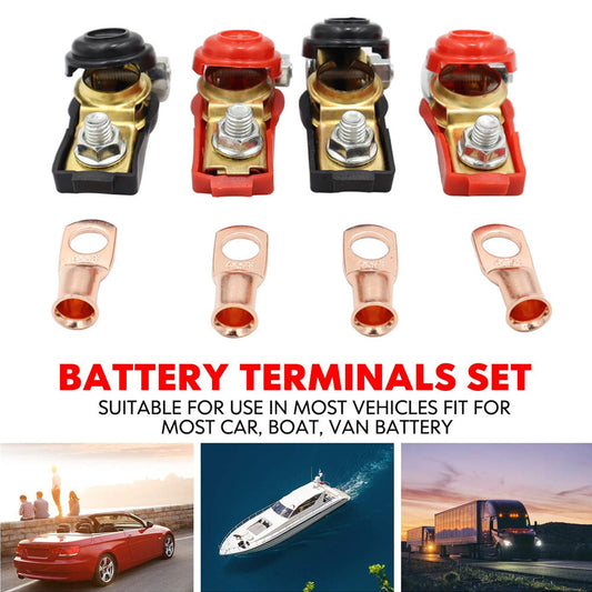 4-Piece Car and Boat Battery Terminal Connector AWG Wire Lug Kit with Pure Copper Pins n