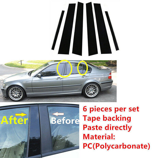 for BMW E46 4-door sedan/saloon 1998-05 Piano Black Pillar Post Door Window Trim