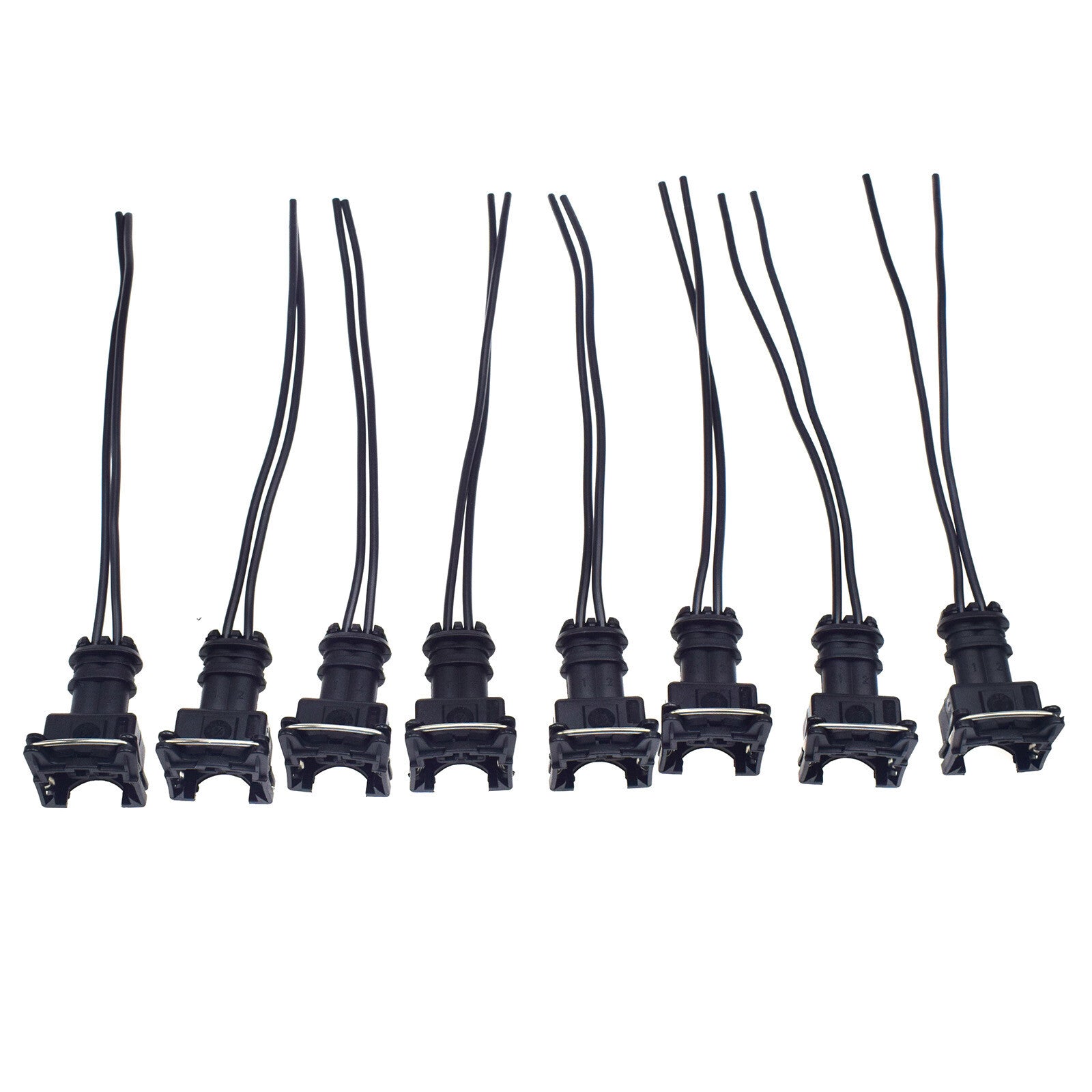 8-piece set of EV1 dual-direction fuel injector female connector plug clip wiring harness tail wire - n