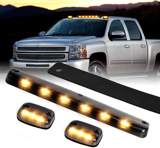 3 Amber-colored LED roof-mounted daytime running lights for 2007-22 for GMC 2500HD and 3500HD cabs. n