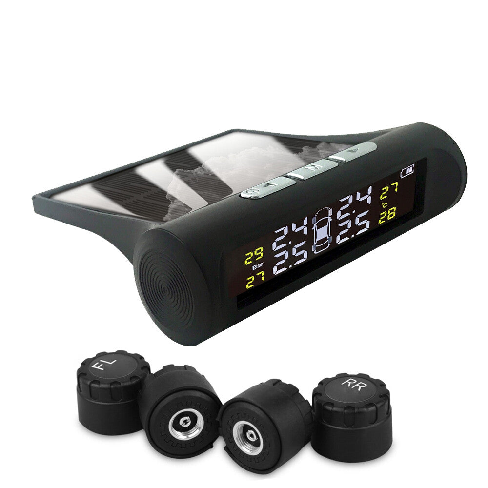 Solar Power Tire Pressure Monitoring System Monitor+ Wireless Externa Sensor