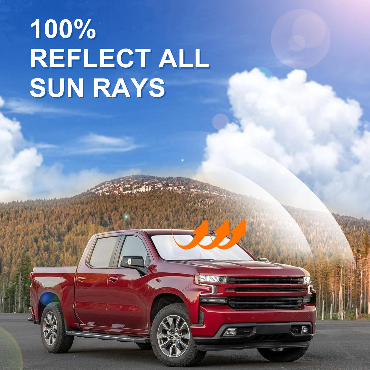 For 14-19 for Chevy Silverado Cab Front Windshield Sun Shade Foldable Block UV Cover