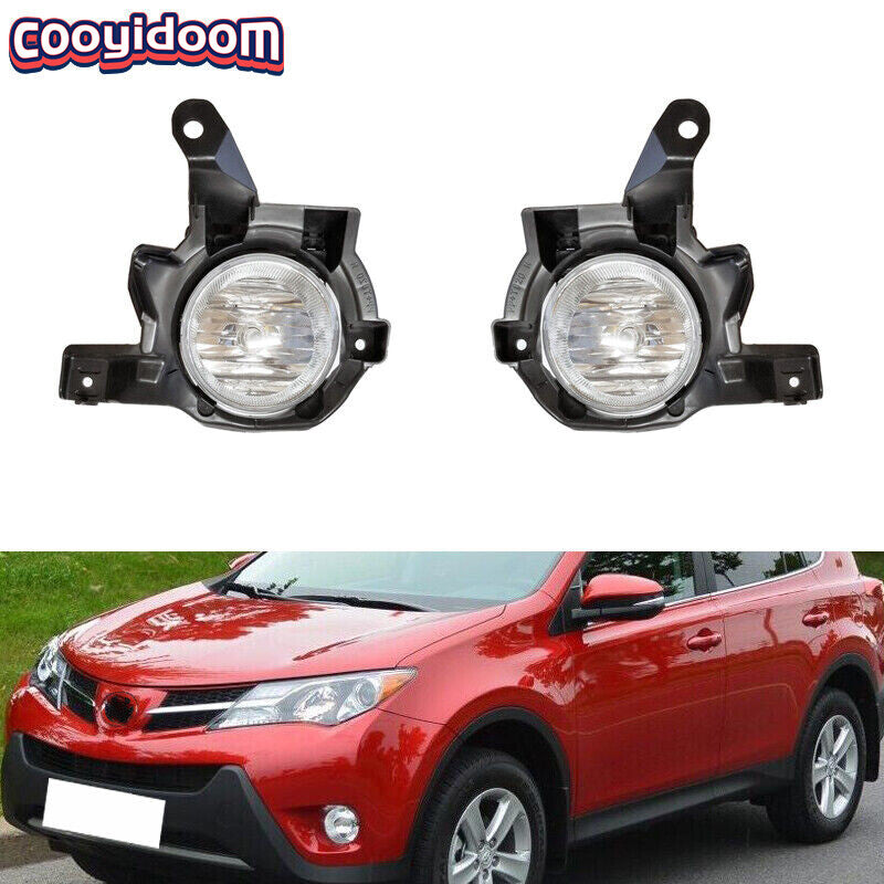 One pair of front bumper fog lights with bulbs, suitable for 2013-2015 for Toyota RAV4 models.