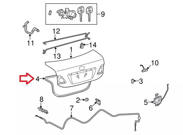 Rubber Weatherstrip rear trunk lid sealing gasket suitable for 2003-08 for Corolla Matrix n
