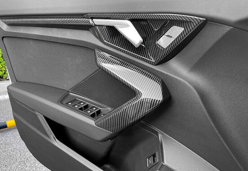 for Audi A3 2022-2024 ABS Carbon Fiber Inner Door Armrest Decoration Cover Trim
