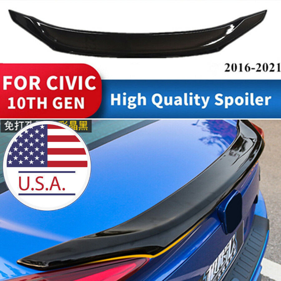 Car 4 Door Sedan Highkick Duckbill Trunk Spoiler Black For 2016-2021 for Honda for Civic Q