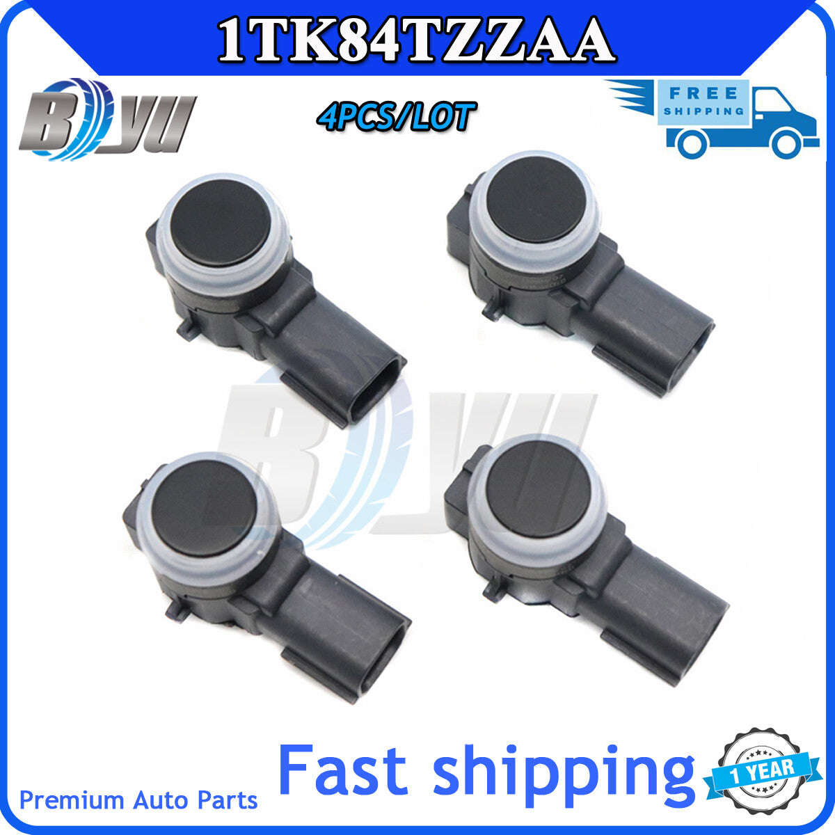 New 4-piece parking assist sensor kit, front and rear compatible with for Chrysler , for Dodge , and for Jeep . v