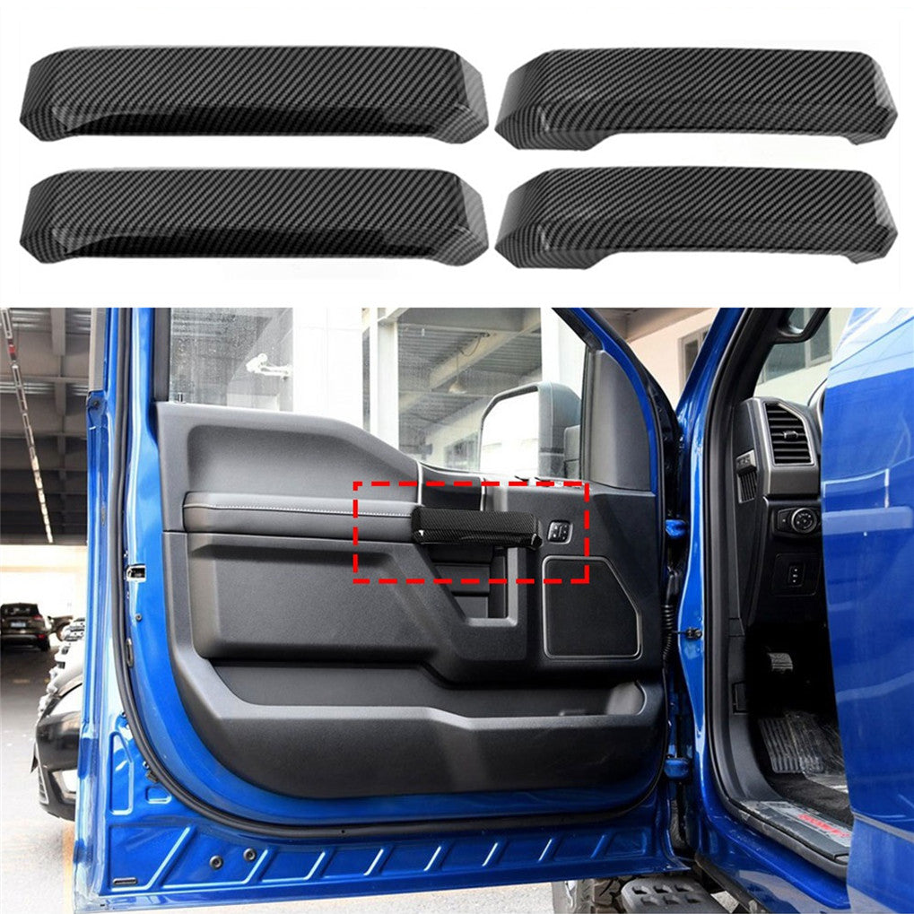 4-Piece Carbon Fiber Interior Door Handle Cover Trim Kit for F150 2015-2020 n