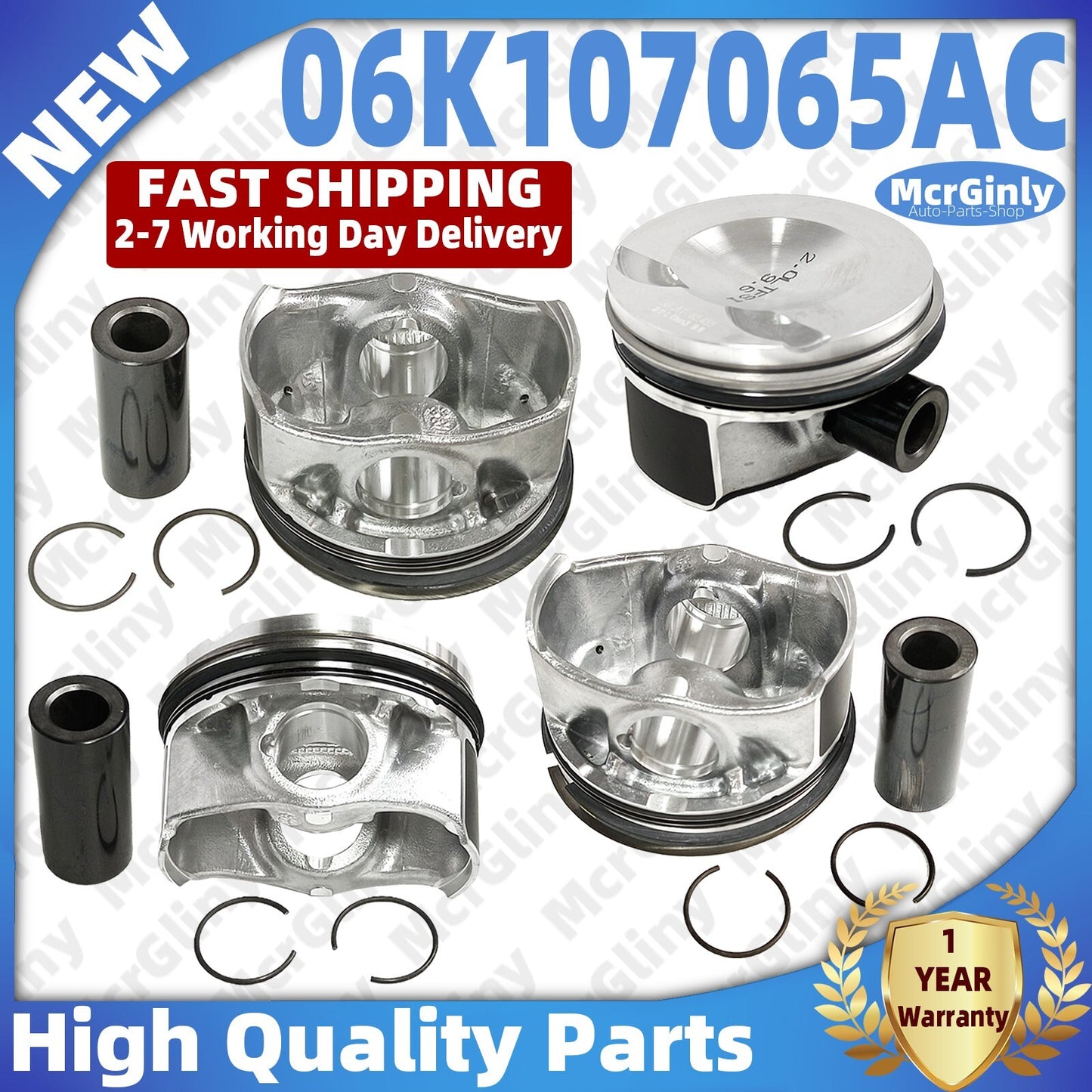 Piston assembly for Passat , for Audi A5, A6, TT 2.0T engine, 82.5 mm x 23 mm, #06K107065AC- n