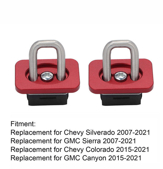 1. Double Red Interior - Bed Retractable Truck Bed Tie - Down Anchor for Chevrolet / for GMC for Sierra