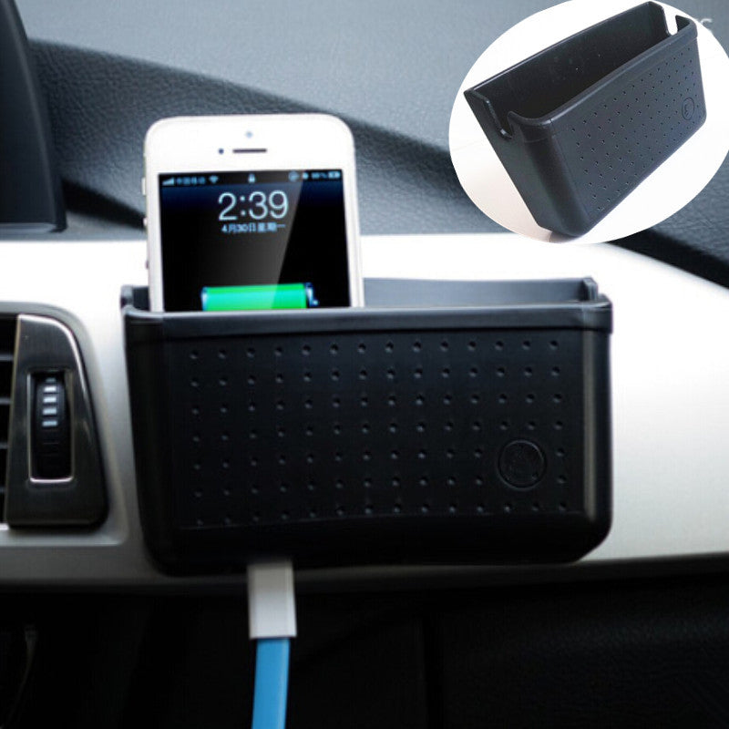 Car Phone Charging Hole Holder Pocket Storage Large Box Sundries Bag Container