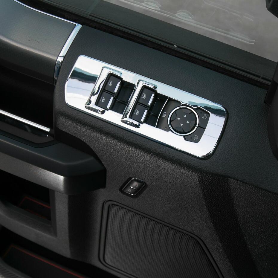 For 15-20 F150 Chrome Interior Window Lift Panel Switch Cover Trim 4P v