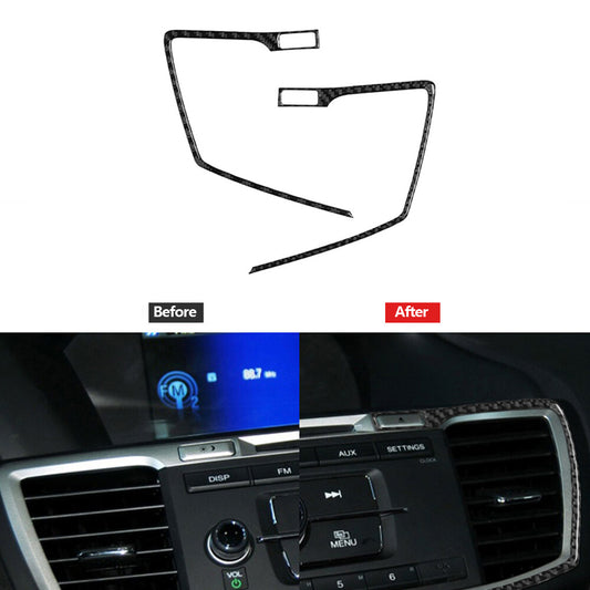 2 x Carbon Fiber Center Air Vent Outlet Frame Trim Cover Type A for Honda Accord