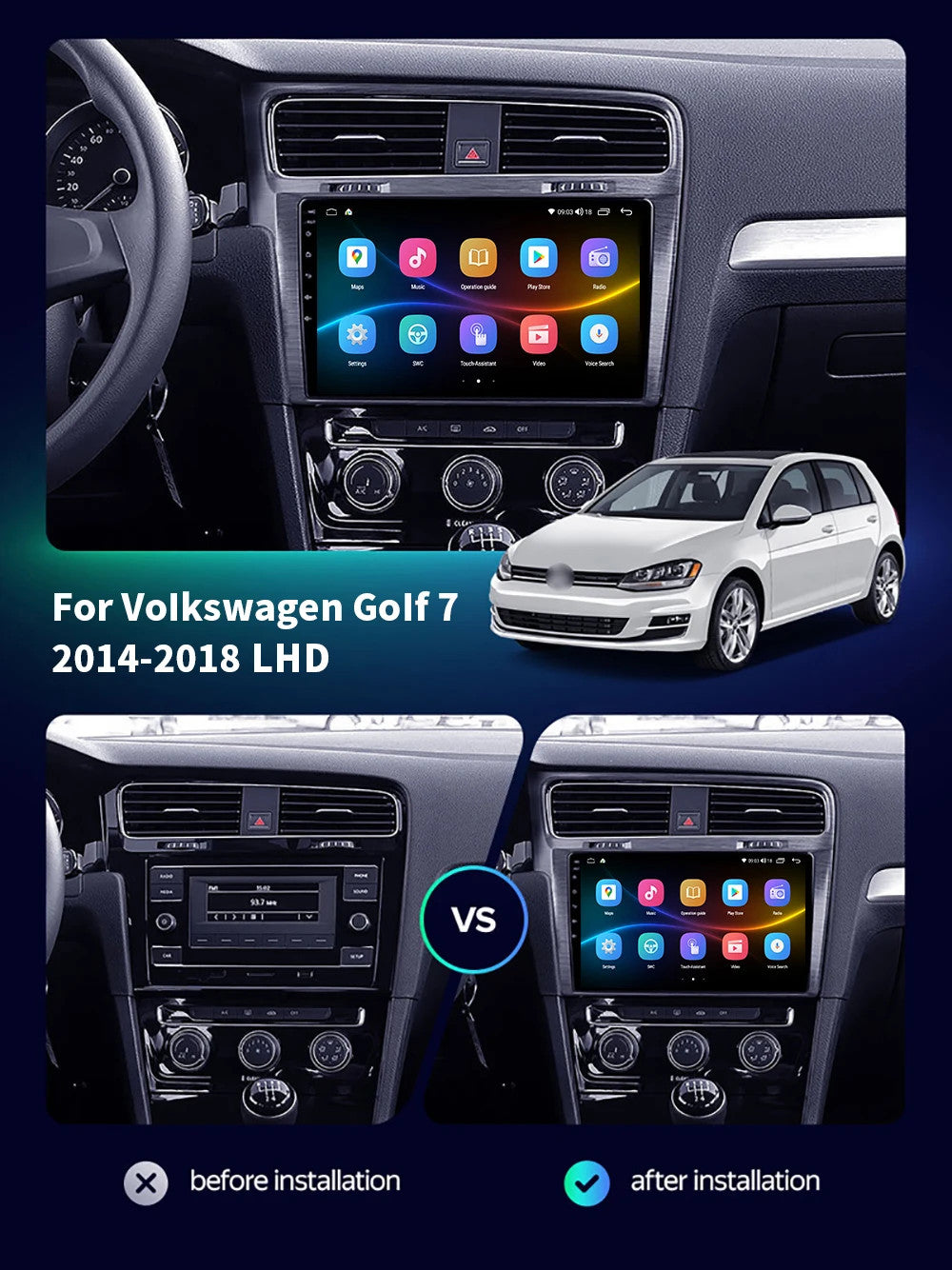 2014-2018 Car Radio Android Multimedia for VW for Volkswagen Golf7 for Golf 7 GPS Screen