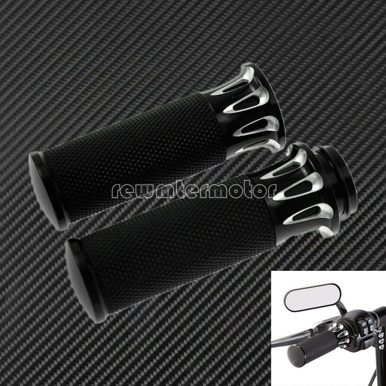 1'' 25mm Black Handle Bar Hand Grips Fit for Harley Touring Softail Dyna CVO Q
