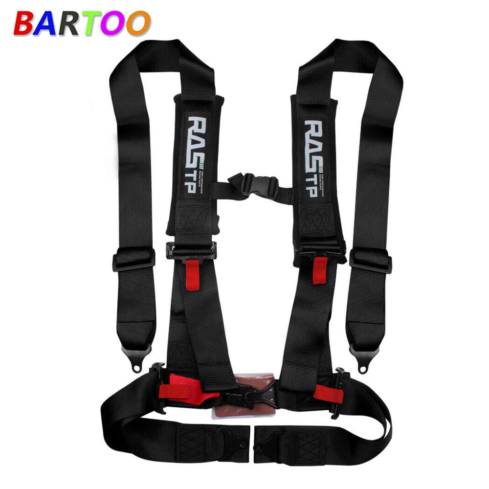 Black 4 Point 3 Racing Style Harness for Seat Belt 4PT Camlock Quick Release Q