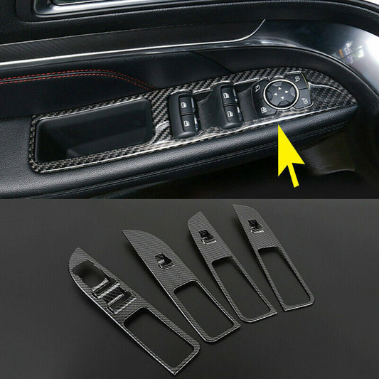 for ford  Explorer 2016-2020 Carbon Fiber Window Lifter Switch Button Cover Trim