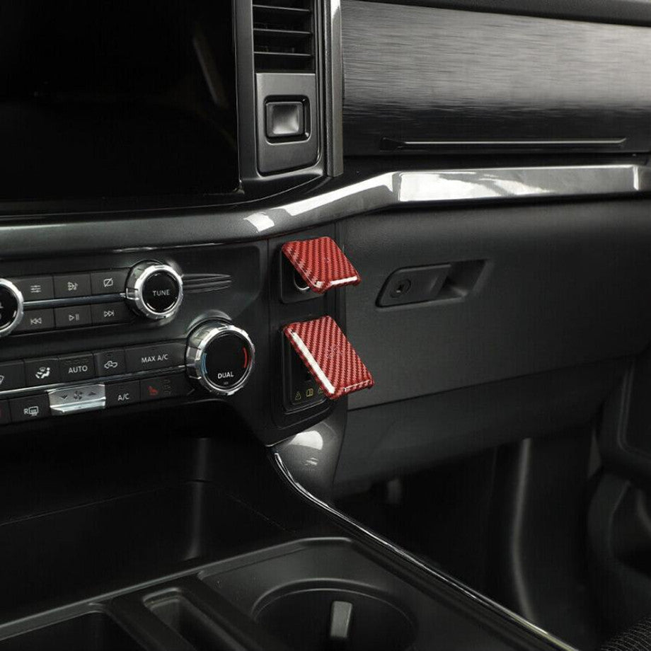 For 21-23 F150 Red Carbon Car Front+Rear Power/USB Socket Covers Trim v
