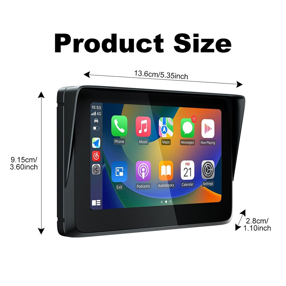 Motorcycle 5 IPS Touch Screen Monitor, Wireless GPS Navigation Carplay, Android