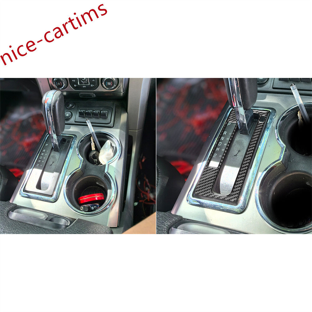 Kit for Ford F150 2009-14 Center Console Gear Shift Indicator Cover Carbon Fiber