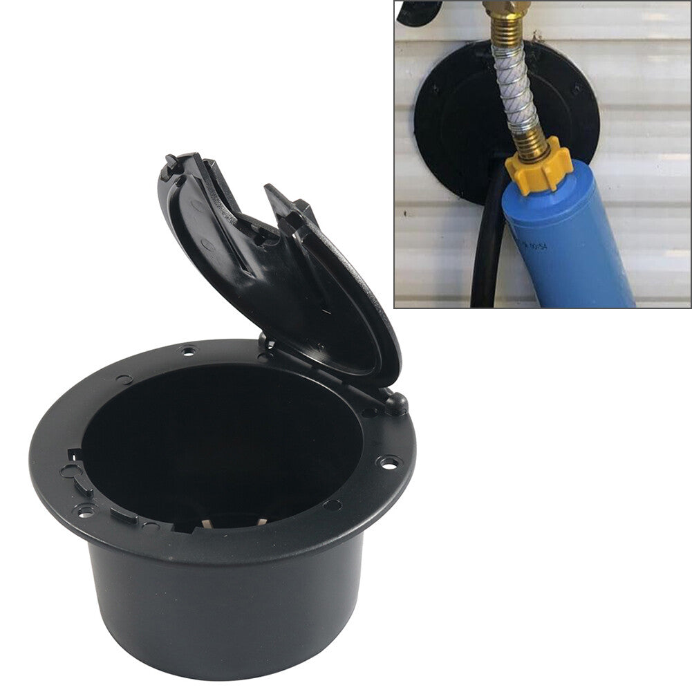 Universal RV Camper Trailer Round Electric Power Cord Cable Hatch Cover Black Q