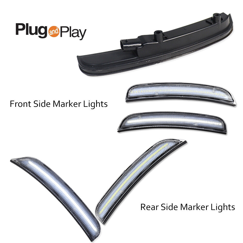 4 Pack LED Side Marker Lights Front and Rear Clear White LED for 15-22 for Dodge Charger - v