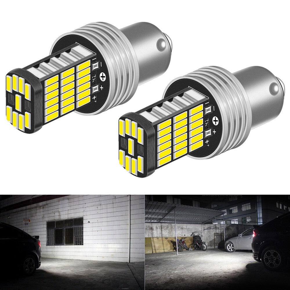 2PCS P-21W 1156 BA15S LED Bulb Car Turn Signal Reverse Brake Light White 12V DC v