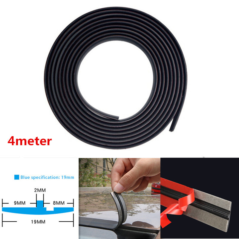 19mm Car Window Roof Edge Windshield T-type Rubber Seal Strip Protection Pad 4M