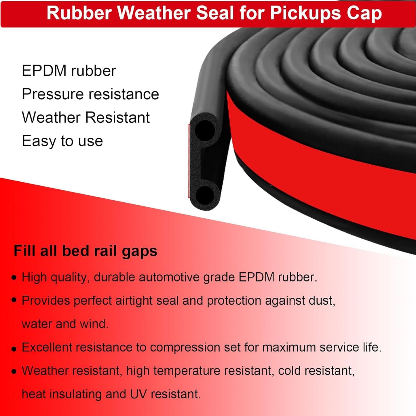 24.6 ft EPDM rubber weatherstripping suitable for Ram 1500 2500 truck tailgates. n