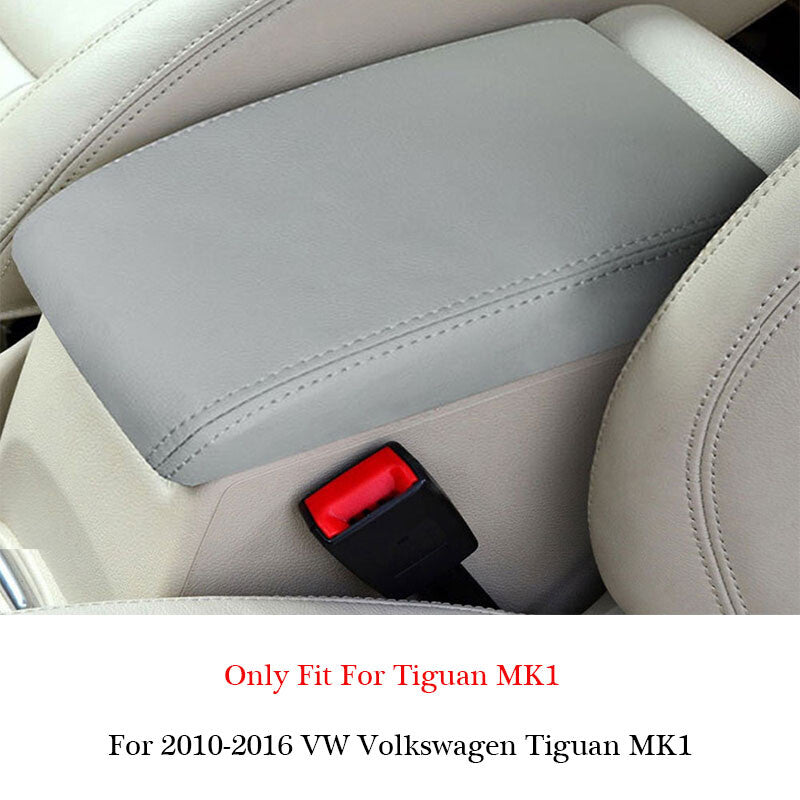 Leather gray center console armrest box protective cover suitable for Tiguan MK1 10-16. n