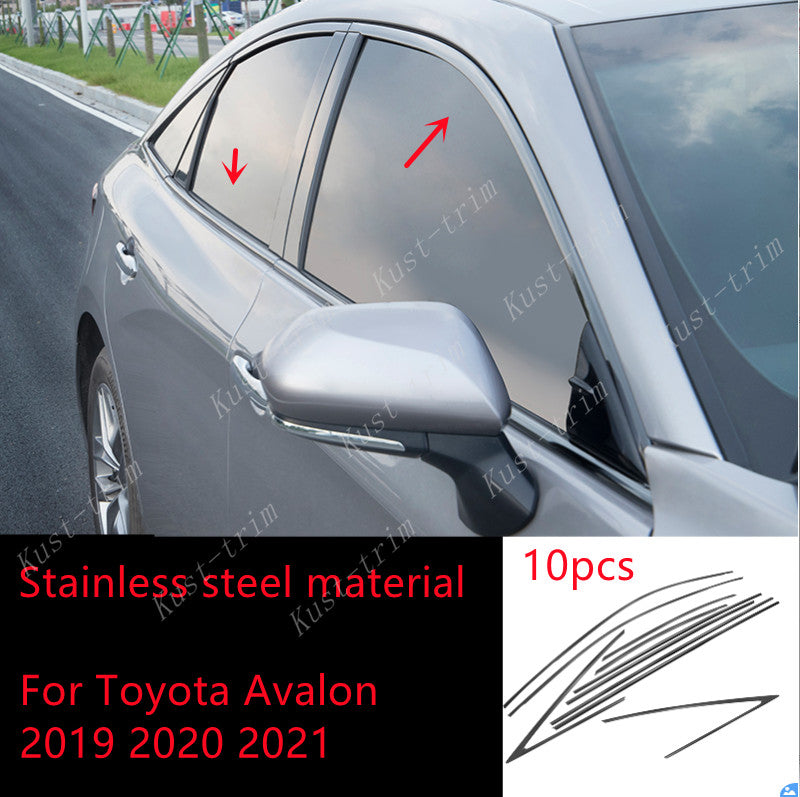 For Toyot@a for Avalon 2020-2021 Black Stainless Car Window Molding Cover Trim 10PCS n