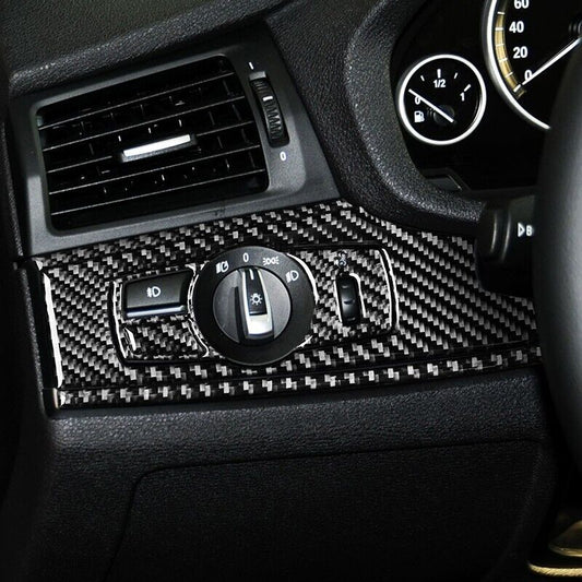 Real Carbon Fiber Car Headlight Switch Cover Trim for BMW X3 X4 F25 F26 11-17