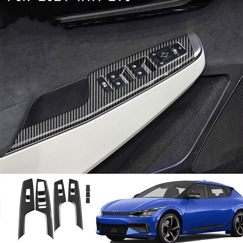 4Pcs for Kia EV6 2022-2023 ABS Carbon fiber Window Switch Panel Cover frame trim n