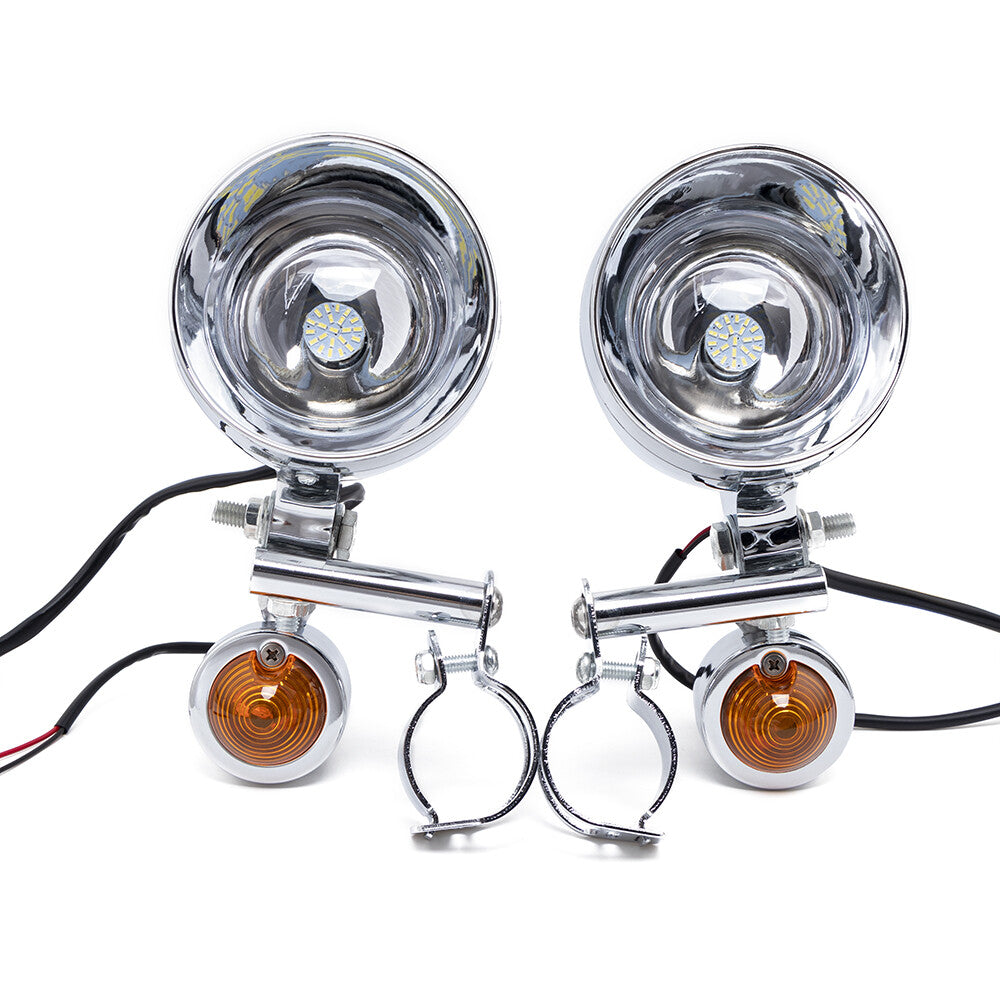 Motorcycle Chrome LED Passing Driving Spot Fog Lamp Turn Signal Light for Harley Q